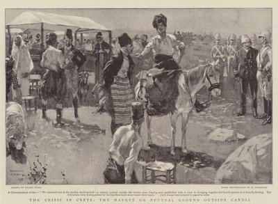 The Crisis in Crete, the Market on Neutral Ground Outside Candia by Frank Craig